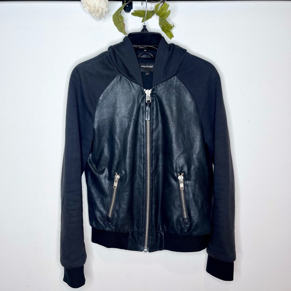 Mackage Leather Zip Up Hoodie